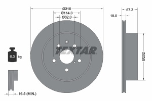 Disc frana Spate Dreapta/Stanga (fara pivot fixare roata) potrivit LEXUS GS, IS C, IS II; TOYOTA CROWN, MARK X I, MARK X II 2.2D-4.6 09.03- - Img 3