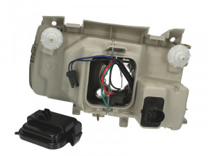 Far dreapta (H4, electric, cu motoras, fundal argintiu) VW POLO 1994-1999 - Img 2