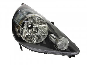 Far dreapta (H4, electric, manual, fundal negru/insertii crom) HONDA JAZZ 2005-2008 - Img 1
