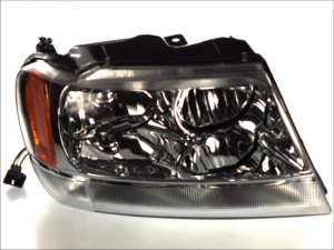 Far Dreapta (HB3/HB4, electric, fara motoras, culoare insert: cromat, culoare semnalizator: galben) potrivit JEEP CHEROKEE, GRAND CHEROKEE II