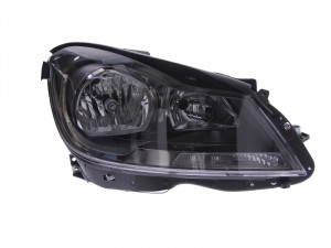 Far dreapta potrivit MERCEDES Clasa C 2007-2013 - (H7, reglaj electric, cu motoras, fundal negru)