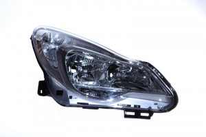 Far dreapta potrivit OPEL CORSA D - (H1/H7, reglaj electric, cu motoras, fundal cromat)