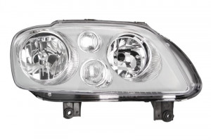 Far dreapta potrivit VW CADDY, TOURAN 2003-2010 - (H7, reglaj electric, fundal cromat, fundal portocaliu)