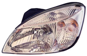 Far fata Stanga (H4, manual, fara motoras, culoare insert: cromat, culoare semnalizator: galben) potrivit KIA RIO II dupa 2005