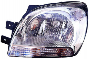 Far stanga potrivit KIA SPORTAGE 2004-2008 - (H4, electric, manual, fundal cromat, fundal transparent)