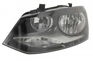 Far stanga potrivit VW POLO - (H7, reglaj electric, fundal negru/insertii crom)
