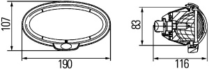 Lumina lucru (Halogen/HB3, 12V, 13W, lungime: 190mm, inaltime: 107mm, latime: 190mm, adancime: 116mm, fara becuri) potrivit JOHN DEERE 5000, 6000, 7000, 8000, 9000 10.06- - Img 4