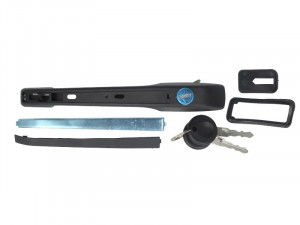Maner usa Dreapta Fata potrivit VW CADDY I, GOLF II, JETTA II, PASSAT B2, POLO II 86C 2F, POLO 1979-1994 - (cu cheie; exterior, cu incuietoare; crom/negru)