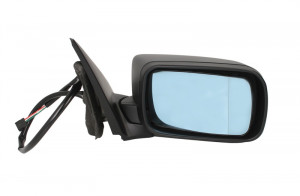 Oglinda dreapta potrivit BMW Seria 3 1998-2006 - electrica, asferic, albastra, grunduita