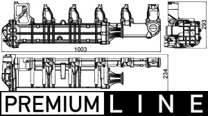 Radiator gaze evacuare (593mm x 153mm x 146mm, cu retarder) potrivit MERCEDES ACTROS MP4 / MP5, ANTOS, AROCS; SETRA 500 471.943-OM936.916 07.11- - Img 3
