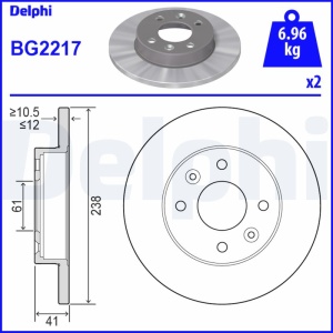 Set discuri frana (2 buc.) Fata Dreapta/Stanga potrivit DACIA 1310, LOGAN, LOGAN MCV, NOVA, SANDERO; RENAULT 11, 18, 18 VARIABLE, 19 I, 19 I CHAMADE, 19 II 1.0-Electric 09.81- - Img 2
