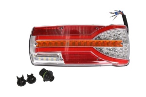 Stop spate dreapta CARMEN (LED, 12/24V, cu intermitent, cu far de ceață, lumina de marșarier, cu stop, lumină de parcare, cu iluminare placuta, reflector, conector: AMP 7PIN Bayonet, alb ) - Img 1