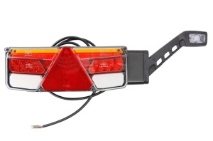Stop spate dreapta (LED, 12/24V, cu intermitent, cu lumina de ceata, lumina de marșarier, cu lumina stop, lumini parcare, reflector triunghiular, cu lampă cu braț prelungit) - Img 1