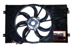 Ventilator radiator Stanga (cu carcasa) potrivit AUDI A3; SEAT ALTEA, ALTEA XL, LEON, TOLEDO III; SKODA OCTAVIA II, SUPERB II; VW AMAROK, CADDY III, CADDY III/MINIVAN 1.4-2.0D 11.99-05.22 - Img 1