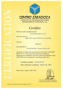Aripa fata Dreapta potrivit CITROEN BERLINGO, BERLINGO/MINIVAN; PEUGEOT PARTNER 2002-2008 - (cu orificiu pentru indicator, cu suport de gauri, galvanizat, certificat CZ) - Img 2