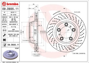 Disc frana Spate Dreapta potrivit PORSCHE 911, 911 TARGA 3.4/3.8 12.11-12.19 - Img 1