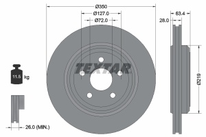 Disc frana Spate Dreapta/Stanga (fara pivot fixare roata) potrivit JEEP GRAND CHEROKEE, GRAND CHEROKEE IV 3.0D-6.4 11.10- - Img 3