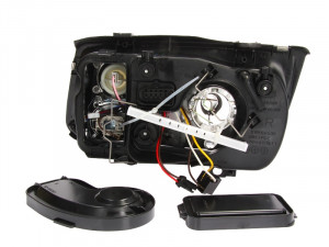 Far Dreapta (H3/H4, electric, fara motoras, culoare insertie: cromat) potrivit VW BORA, BORA I - Img 2