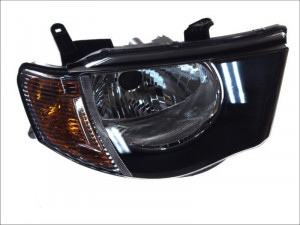 Far Dreapta (H4, electric, fara motoras, culoare insertie: negru, culoare semnalizator: galben) potrivit MITSUBISHI L200 / TRITON