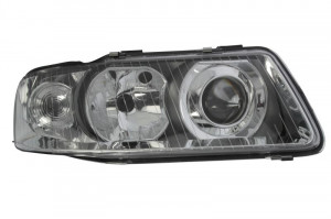 Far dreapta potrivit AUDI A3 2000-2003 - (H1/H7, reglaj electric, fundal cromat)