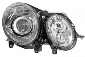 Far dreapta potrivit MERCEDES Clasa E T-MODEL (S211), E (W211) - (H7, reglaj electric, cu motoras, fundal argintiu)
