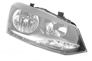 Far dreapta potrivit VW POLO - (H7, reglaj electric, fundal negru/insertii crom)