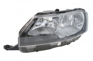 Far stanga potrivit SKODA RAPID 2012-2017 - (H15/H7, reglaj electric, cu motoras, fundal cromat)