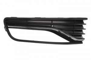 Grila bara fata Stanga cu locas proiector, plastic, crom/negru potrivit VW POLO, POLO V dupa 2009 2014-2017