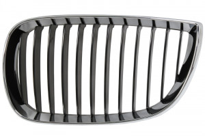 Grila radiator Stanga potrivit BMW 1 (E81), 1 (E87) 1.6-3.0 2004-2012 pana in 2007 - (deschis, crom/negru)