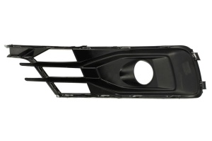 Grila ventilatie bara fata stanga (cu șipcă cromată, cu orificii lampa ceata, plastic, negru/crom) potrivit AUDI A6 C7 04.15-02.18 - Img 2