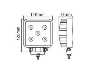 Lumina lucru (Epistar LED, 10-30V, 15W, 1200lm, numar elemente LED: 5x3W, inaltime: 110mm, latime: 110mm, adancime: 36mm) - Img 3