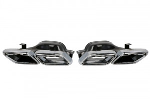 Ornament decorativ evacuare spate potrivit MERCEDES C (A205), C (C205), C T-MODEL (S205), C (W205) 2013-2018 - dreapta/stanga (otel, crom)