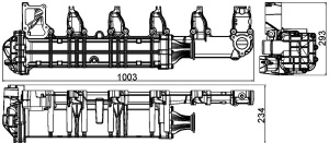 Radiator gaze evacuare (593mm x 153mm x 146mm, cu retarder) potrivit MERCEDES ACTROS MP4 / MP5, ANTOS, AROCS; SETRA 500 471.943-OM936.916 07.11- - Img 4