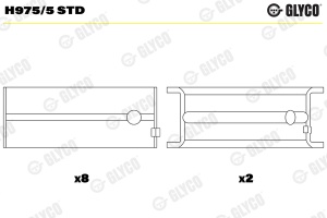 Set rulment arbore cotit (STD, principalele directii; set) potrivit CHEVROLET AVEO, CELTA, CORSA, CRUZE, TIGRA, TRAX; DAEWOO 1.5I, CIELO, CIELO LOAD RUNNER, ESPERO, LANOS 1.0-1.8LPG 03.79- - Img 2