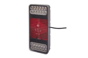 Stop spate stanga (LED, 24V, rosu/transparent/alb/galben, cu intermitent, cu lumina de ceata, lumina de marșarier, cu lumina stop, lumini parcare, reflector triunghiular) potrivit SCHMITZ - Img 3