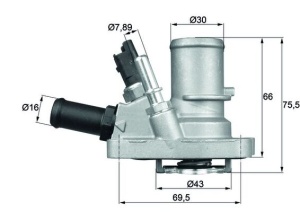 Termostat lichid racire (88°C, in carcasa) potrivit ABARTH 500 / 595 / 695, PUNTO; ALFA ROMEO MITO; FIAT 500, 500 C, 500L, BRAVO II, DOBLO, DOBLO CARGO, DOBLO/MINIVAN, FIORINO 0.9-1.6 01.04- - Img 3