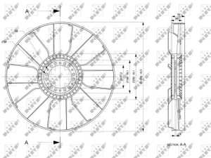 Ventilator radiator (diameter 607mm, numar lame 8) potrivit IVECO EUROCARGO I-III, EUROFIRE II, MAGIRUS 8060.45M-F4AE3681E 01.91-09.15 - Img 4