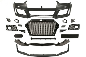 Bara protectie fata potrivita Audi A3 8V Hatchback 2012-2016 - plastic, grunduita / negru lucios