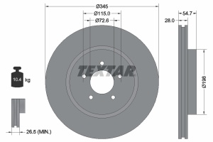 Disc frana Fata Dreapta/Stanga (fara pivot de fixare a rotii) potrivit CHRYSLER 300C; DODGE CHALLENGER, CHALLENGER SE, CHARGER, MAGNUM, MAGNUM II 2.7-6.1 01.05- - Img 3