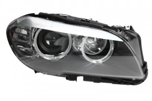 Far dreapta potrivit BMW Seria 5 2009-2013 - (H7/LED/PY24W, electric, cu motoras, fundal cromat, fundal transparent)