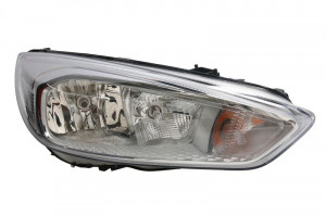 Far dreapta potrivit FORD FOCUS 2014-2018 - (H15/H7, reglaj electric, cu motoras, cu lumini de zi, fundal cromat)