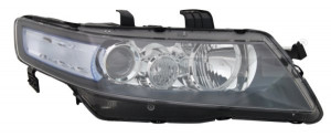 Far dreapta potrivit HONDA ACCORD 2005-2008 - (H1, reglaj electric, fundal negru/insertii crom, fundal transparent)