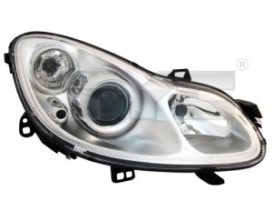Far dreapta potrivit SMART FORTWO - (H7, reglaj electric, cu motoras, fundal cromat)