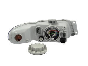 Far Stanga (H4, electric, fara motoras, culoare insert: argintiu, culoare semnalizator: alb) potrivit DAEWOO NUBIRA - Img 3