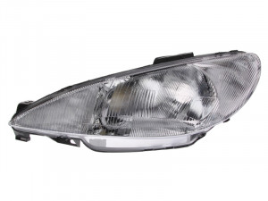 Far Stanga (H4, electric, fara motoras, culoare insertie: cromat, culoare semnalizator: alb) potrivit PEUGEOT 206 - Img 1