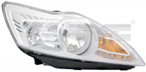 Far stanga potrivit FORD FOCUS II - (H1/H7, reglaj electric, cu motoras, fundal cromat)