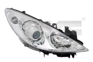Far stanga potrivit PEUGEOT 307, 307 CC, 307 SW - (H1/H7, reglaj electric, cu motoras, fundal cromat)