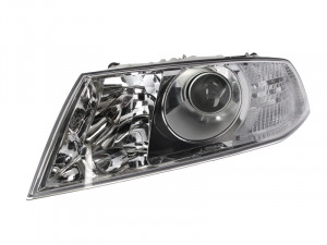Far stanga potrivit SKODA OCTAVIA II - (H1/H7, reglaj electric, cu motoras, fundal negru)