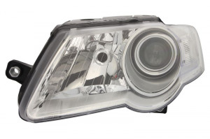 Far stanga potrivit VW PASSAT 2005-2010 - (H7, reglaj electric, cu motoras, fundal cromat)