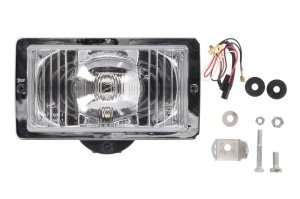 Far universal stanga/dreapta (faza lunga, H3/T4W, 12/24V, latime 241mm, inaltime 135mm, alb, plastic, negru/crom, lumini pozitie, lungime cablu: 150mm) - Img 1